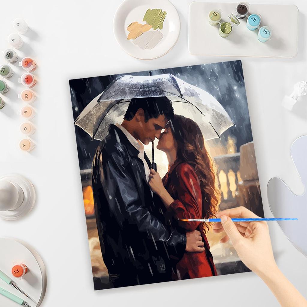Frame Painting By Numbers For Adults Kits Lover Under Umbrella Acrylic Paint Marker By Numbers For Home Wall Decors 40x50cm