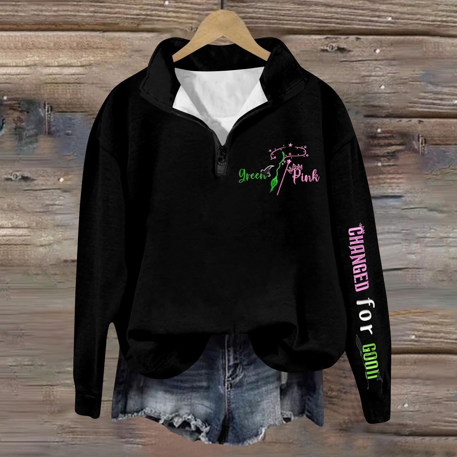 

Женская модная универсальная толстовка с длинными рукавами и принтом ведьмы на молнии XL