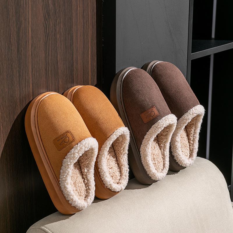 Cotton slippers warm in autumn and winter thick bottom non-slip couple thickened plush warm feet comfortable winter slippers