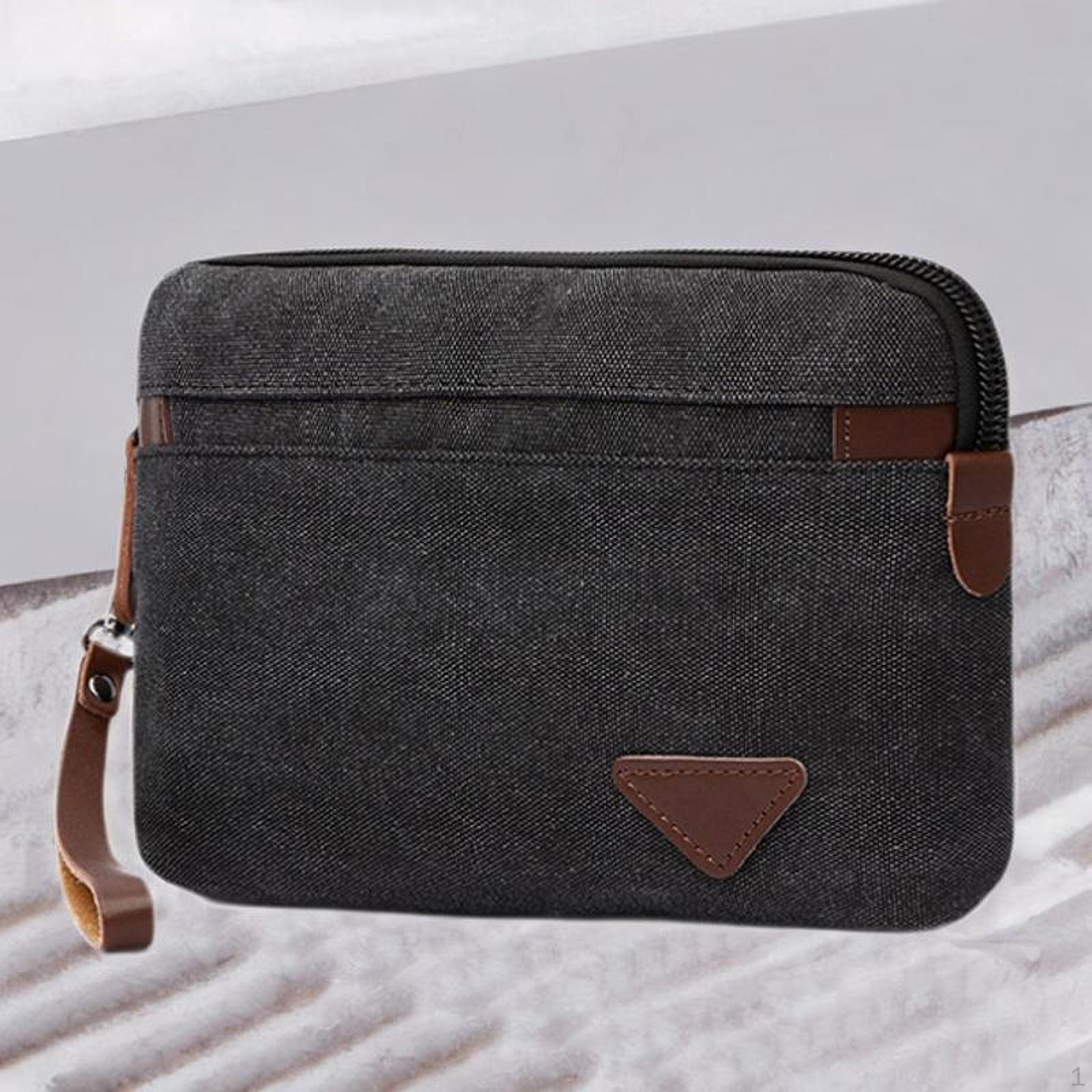 

Мужская сумка-клатч, повседневный держатель для карт, легкий стильный портативный кошелек на молнии чёрный