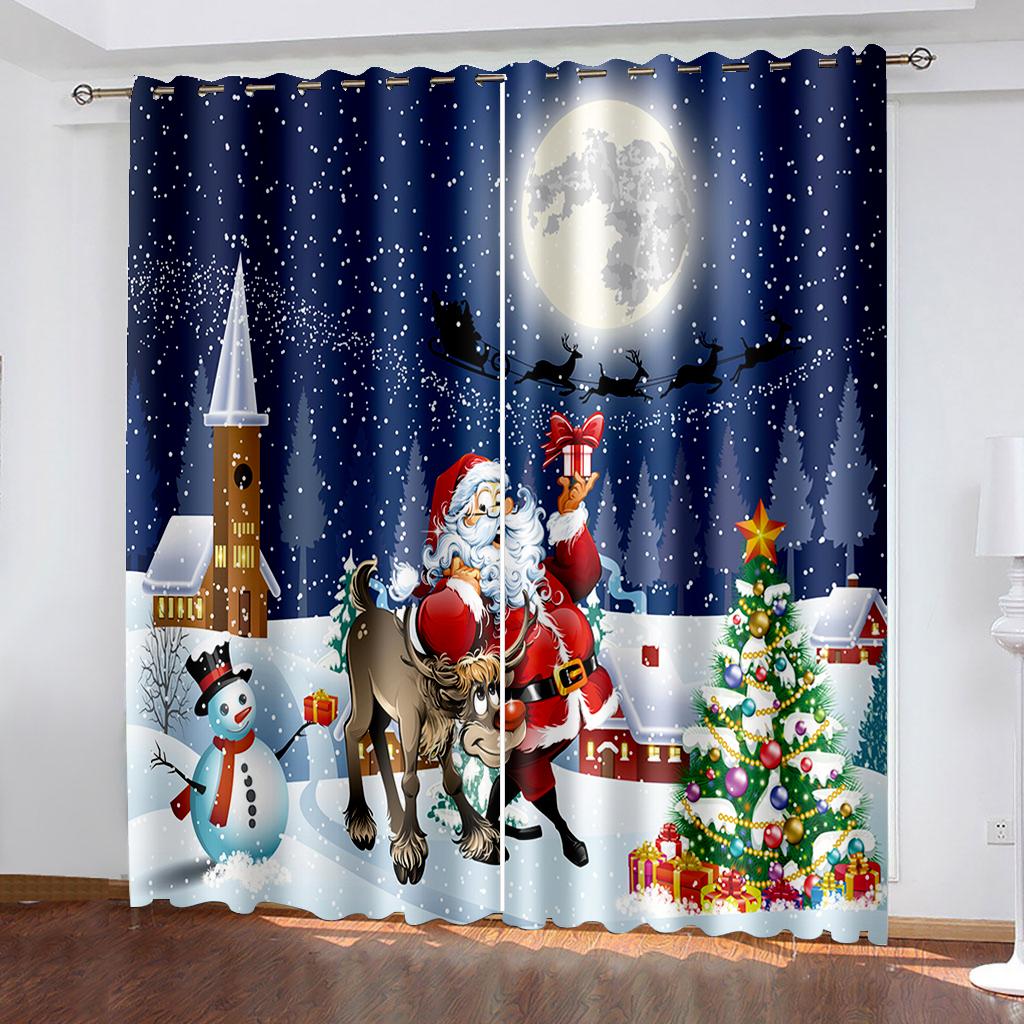 2023 new HD digital printed curtain festival decoration living room balcony home decoration 90 grams polyester fiber curtain fab