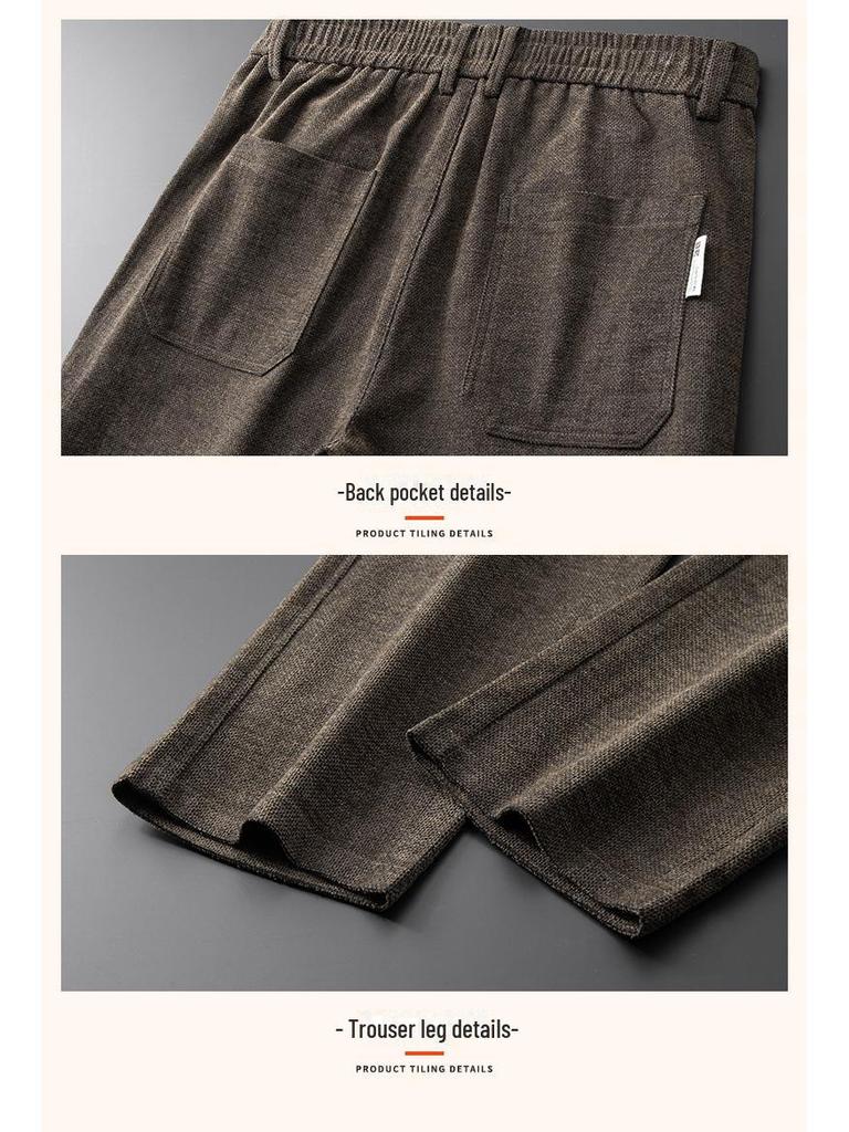 Men's Thermal Velvet Stretch Casual Pants - Thick, Soft, One-Piece Design