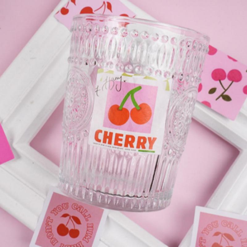 46 pcs/Box Cartoon Cute Cherry Stickers, Fruit Journal Diary Stickers Luggage Notebook Headset Cup Water Bottle Sticker