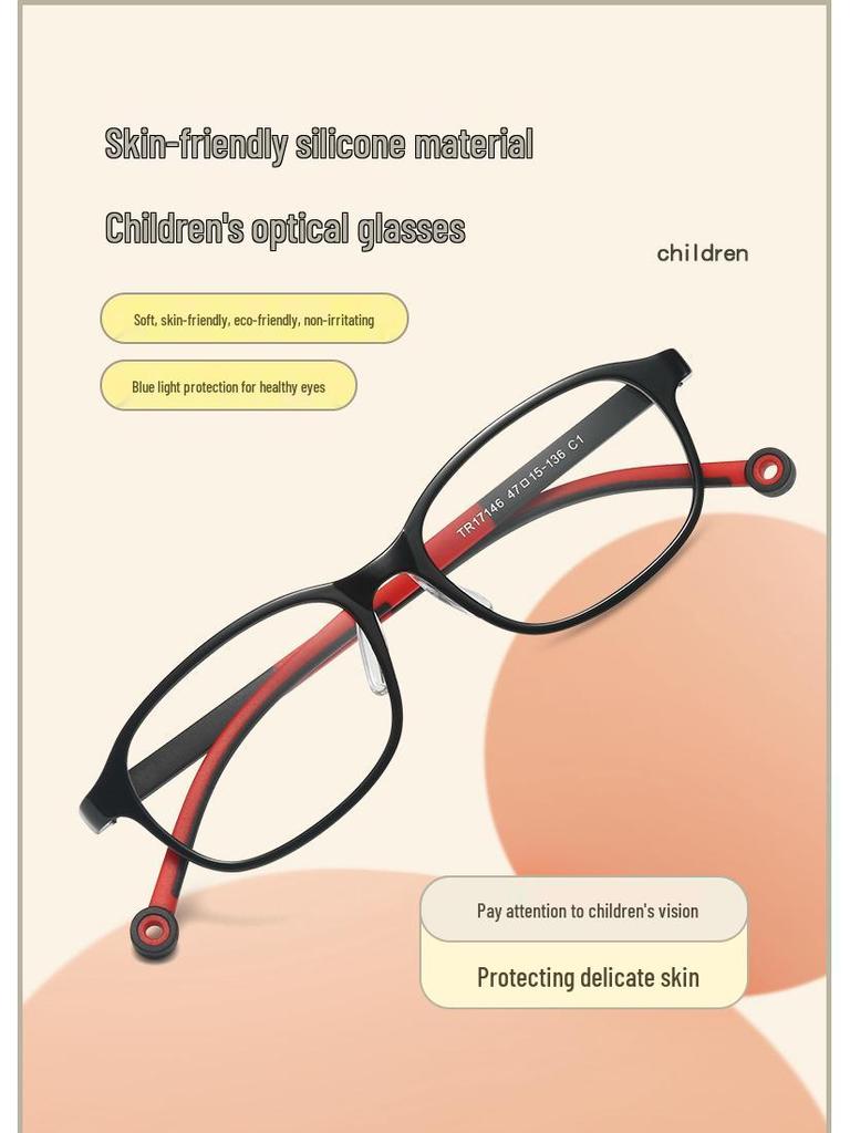 Children's TR90 Prescription Glasses Frame for Boys & Girls, Anti-Blue Light, Minimalist, Ages 8-12