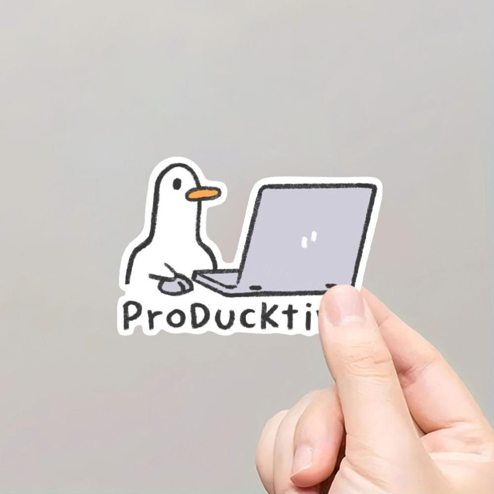 Funny Duck Computer Sticker, Cute Office Duck Vinyl Decal for Laptop Water Bottle Phone Skateboard Car Decor Graffiti Stickers
