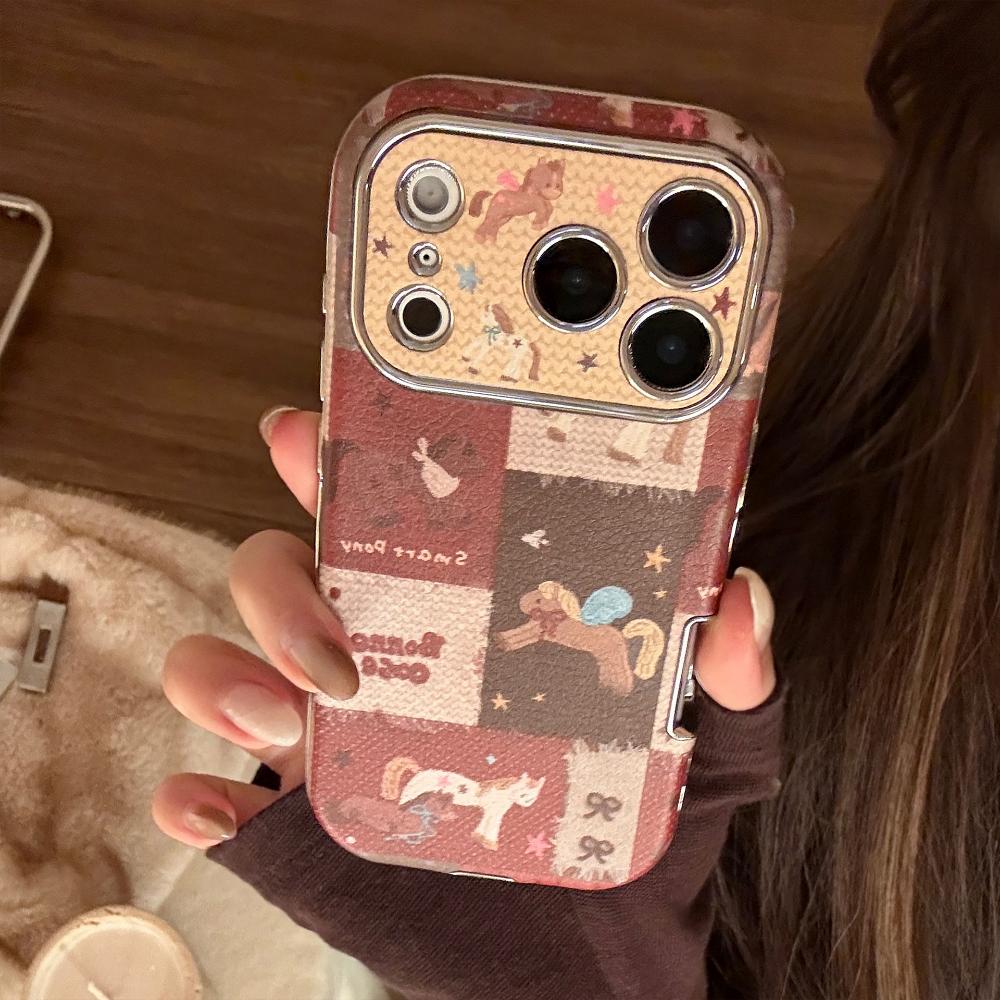 Retro New Year Pony Case for IPhone 17 Pro Max, Apple 16, Leather Phone Case, Multiple Sizes