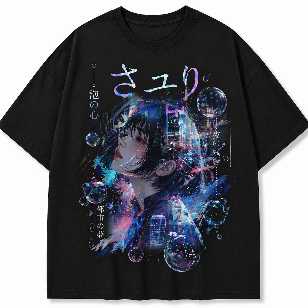 

Unisex Japanese Singer Sayuris Poster Printed Pattern Pure Cotton Round Neck Short Sleeve Tshirt Trendy Versatile Casual Top XL