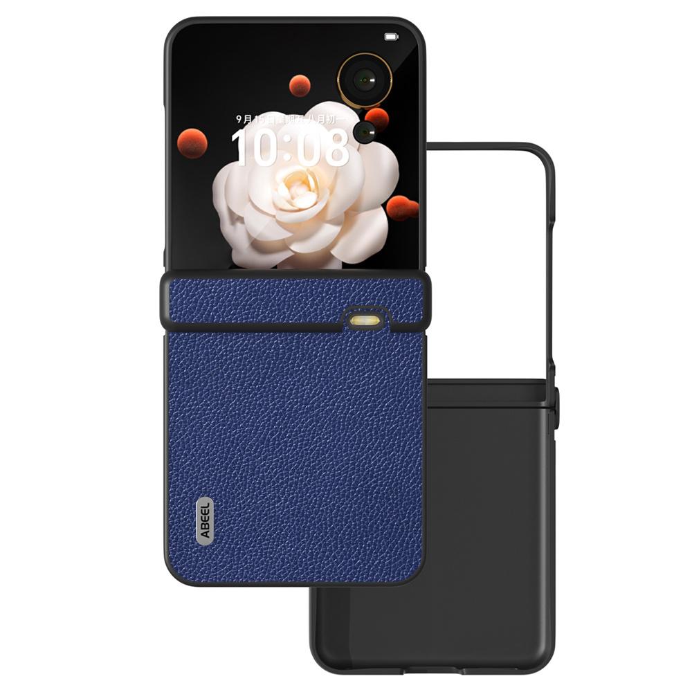 

For Honor Magic V Flip 5G Case Hinge Protection Litchi Texture Non-Slip Phone Cover Blue