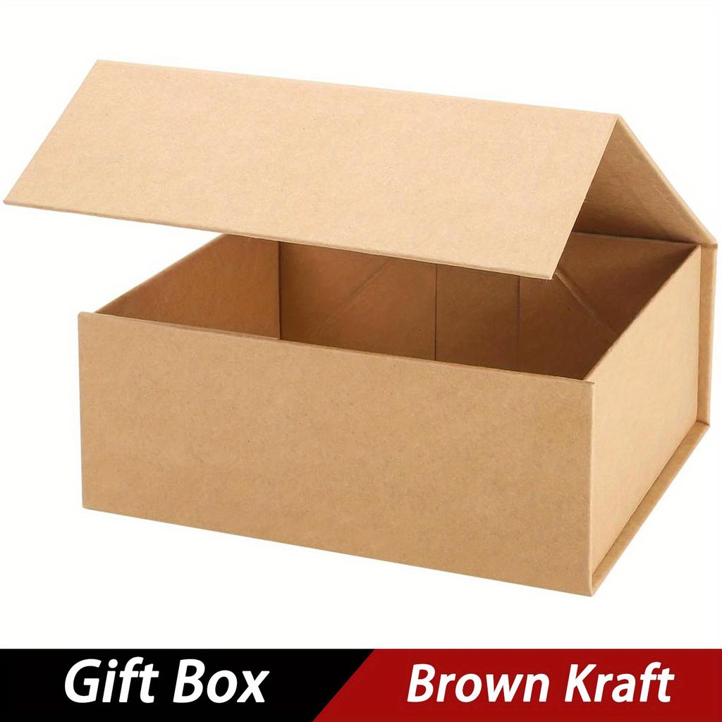 1 Stück braune Geschenkboxen aus Kraftpapier für Geschenke mit Deckel und Magnetverschluss, rechteckig, zusammenklappbar, für Brautjungfern-Antragsboxen, Hochzeits- und Geburtstagsgeschenkverpackungen