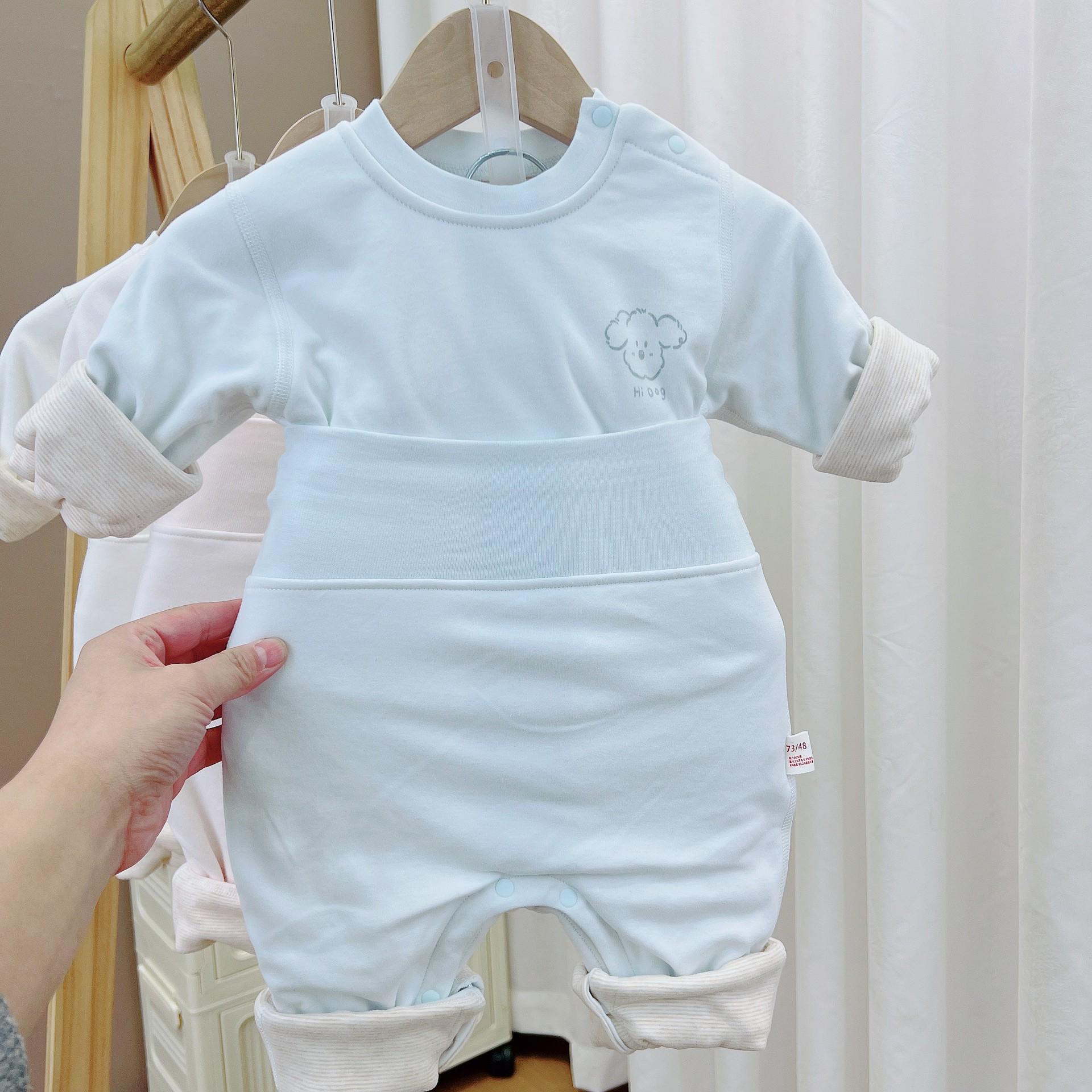 

Spring/Autumn Thick Wool & Silk Warm Infant Set with High Waist & Shoulder Opening Size 73