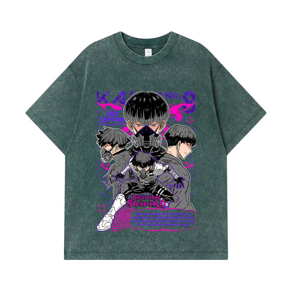 275 GSM Washed T-shirts 100% Cotton Kaiju No 8 V10 Soshiro Print Unisex Heavy Cotton T Shirt