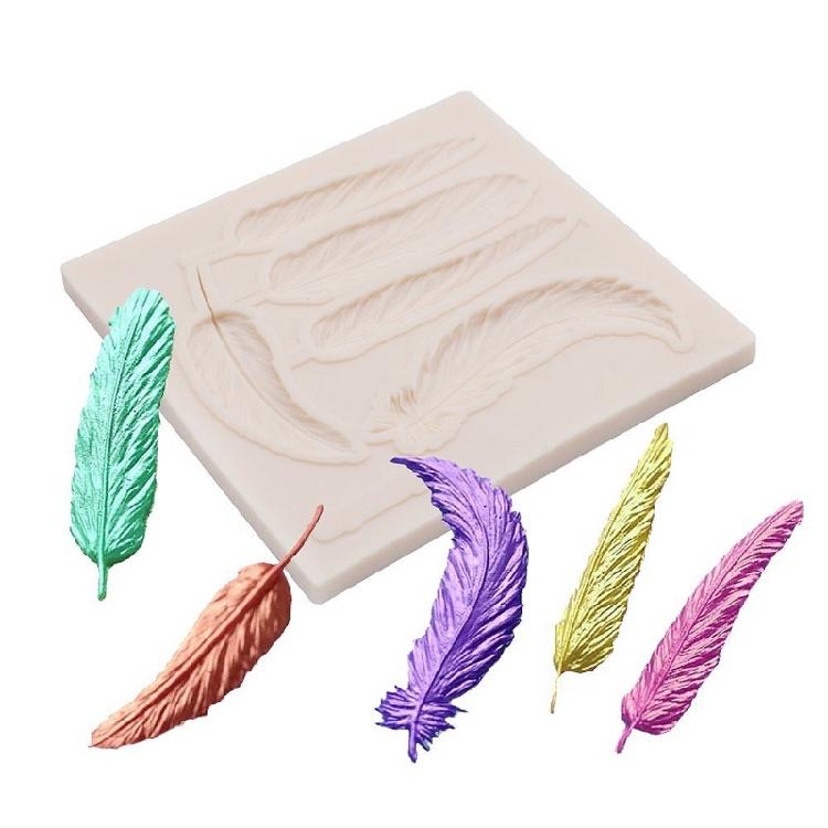 Feather Texture Printing Baking Biscuits Mold Food Grade Silicone Fondant Mould