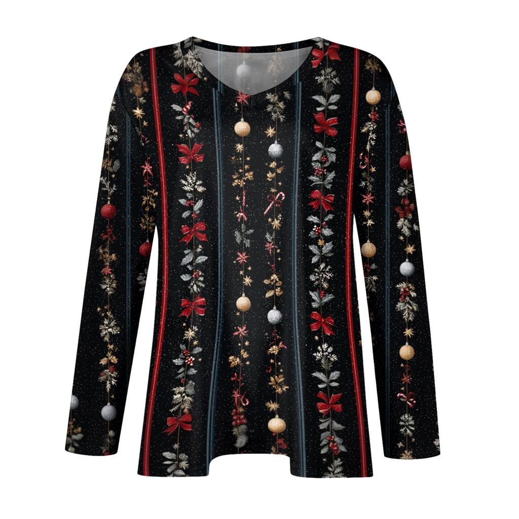 Women's Fashionable Casual Long Sleeved Plus Size  Print Top Plus Size Floral Print Top