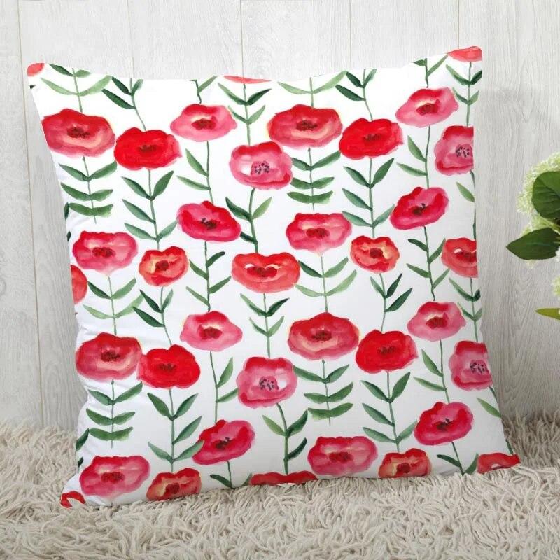 Pillowcase Flower Pattern Square  Christmas Zipper