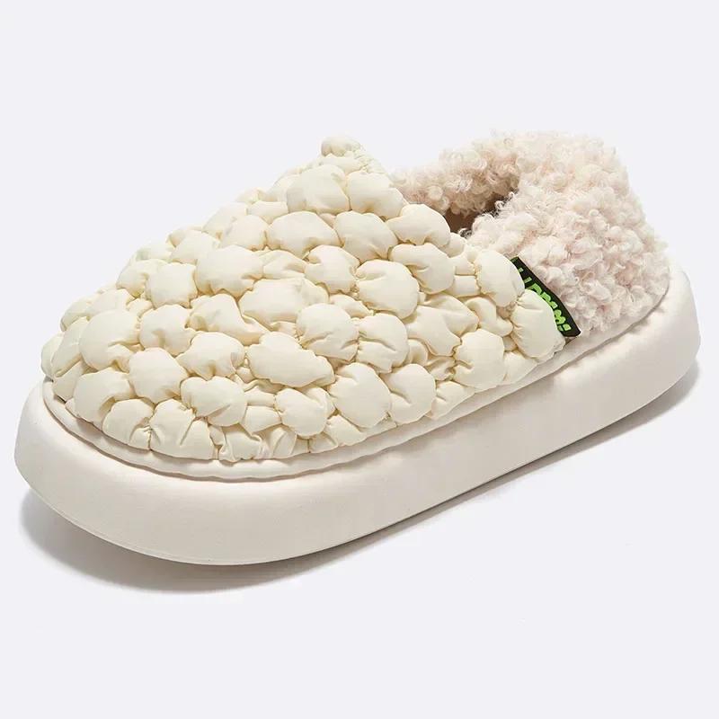 Fashion Winter Plush Hairball Slippers For Women Fashion Fluffy Warm Fur Home Slippers Indoor Outdoor Waterproof Furry Slides