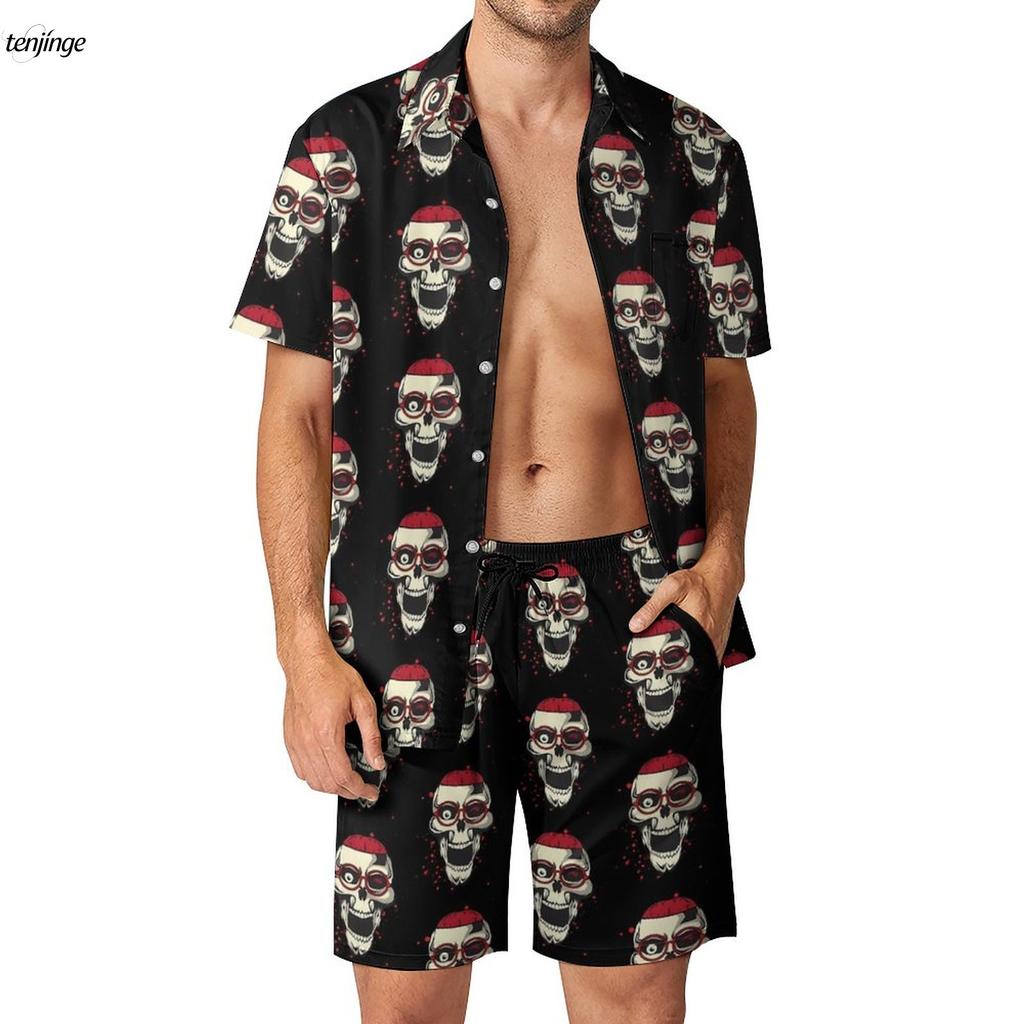 Skeleton 3D Printing Fitness Outdoor Men Sets Bone Skulls Casual Shirt Set Summer Pattern Shorts Two-piece Funny Clothing Suits