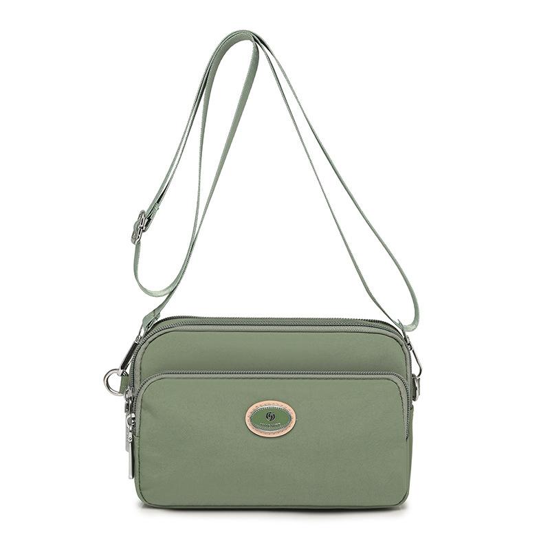 Borsa piccola da donna, borsa a tracolla, in nylon, quadrata, multitasche, tinta unita