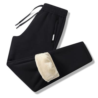 Plush Velvet Sweat Pants Men's Lamb Velvet Winter Thickened Outer Pants Loose Casual Pants Cotton Pants Autumn and Winter Large Size Sweat Pants