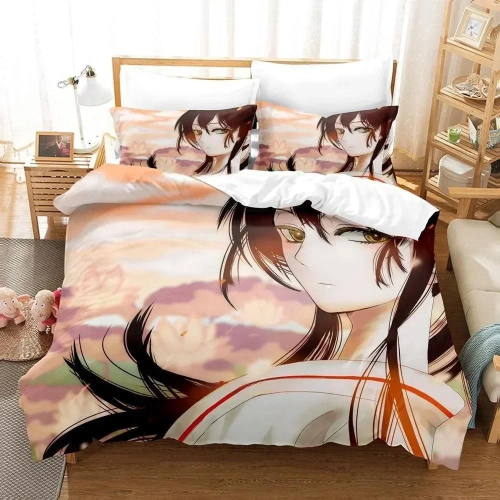 Fashion Anime Hell's Paradise Jigokuraku Bedding Set Cartoon Three-piece Set Adult Kid Bedroom Duvet Cover Sets Home Textiles
