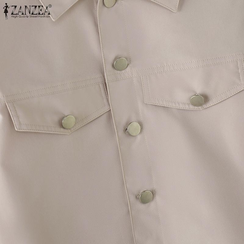 ZANZEA Bluză cardigan cu mânecă lungă, casual, cu guler răsturnat