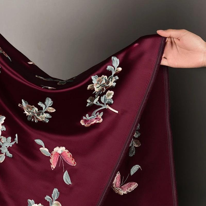 Embroidery Acetic Acid Silk Fabric Jacquard Cheongsam Dress Clothing Designer Wholesale Cloth Diy Sewina By Half Meters Material