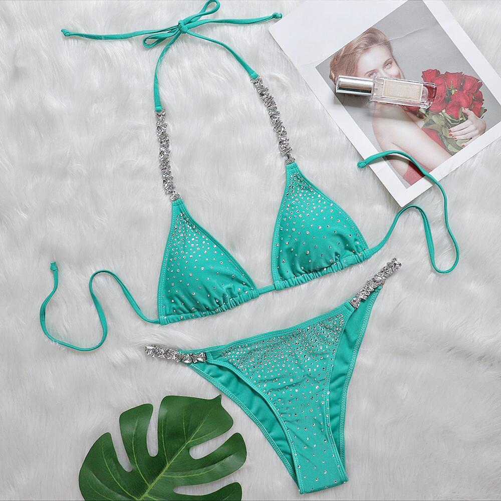 

Бикини Сексуальный Горячий Бурение Сплит Купальник Ремень Бикини Купальник L зелёный