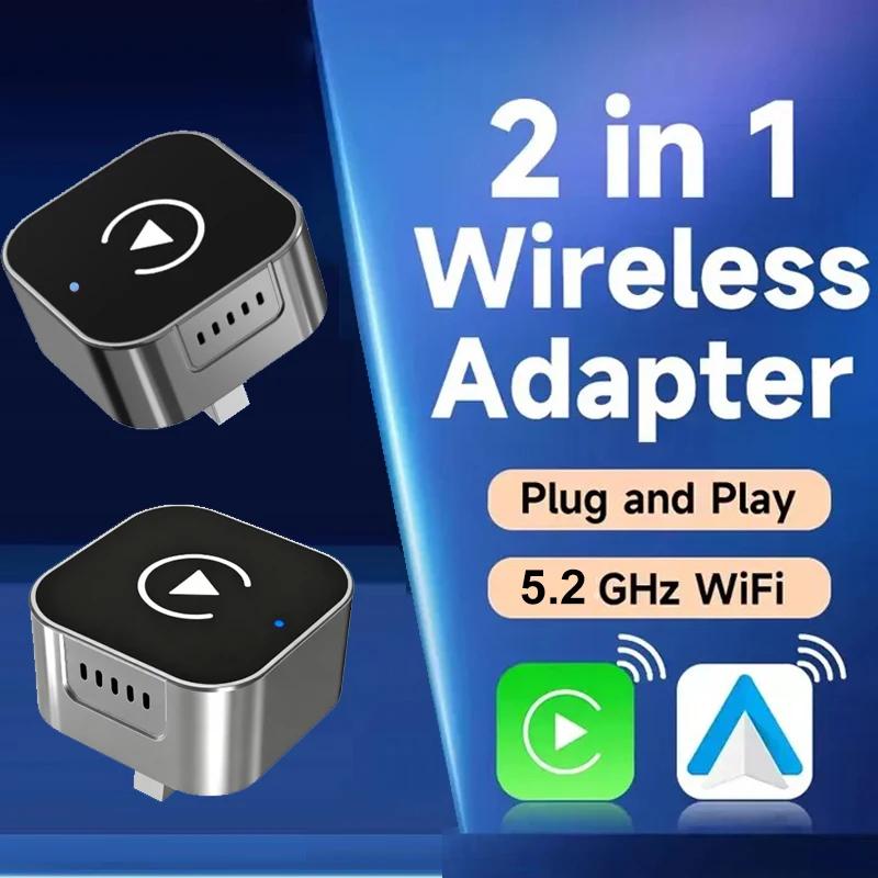 2in1 Wireless CarPlay Dongle Wireless Android Auto Adapter AI Smart Box Car Intelligent Systems For 99% Car With Wired CarPlay