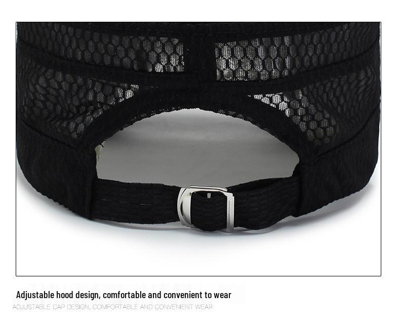 Breathable Mesh Sunscreen Flat Top Hat for Middle-Aged and Elderly Men - Casual Outdoor Cap.