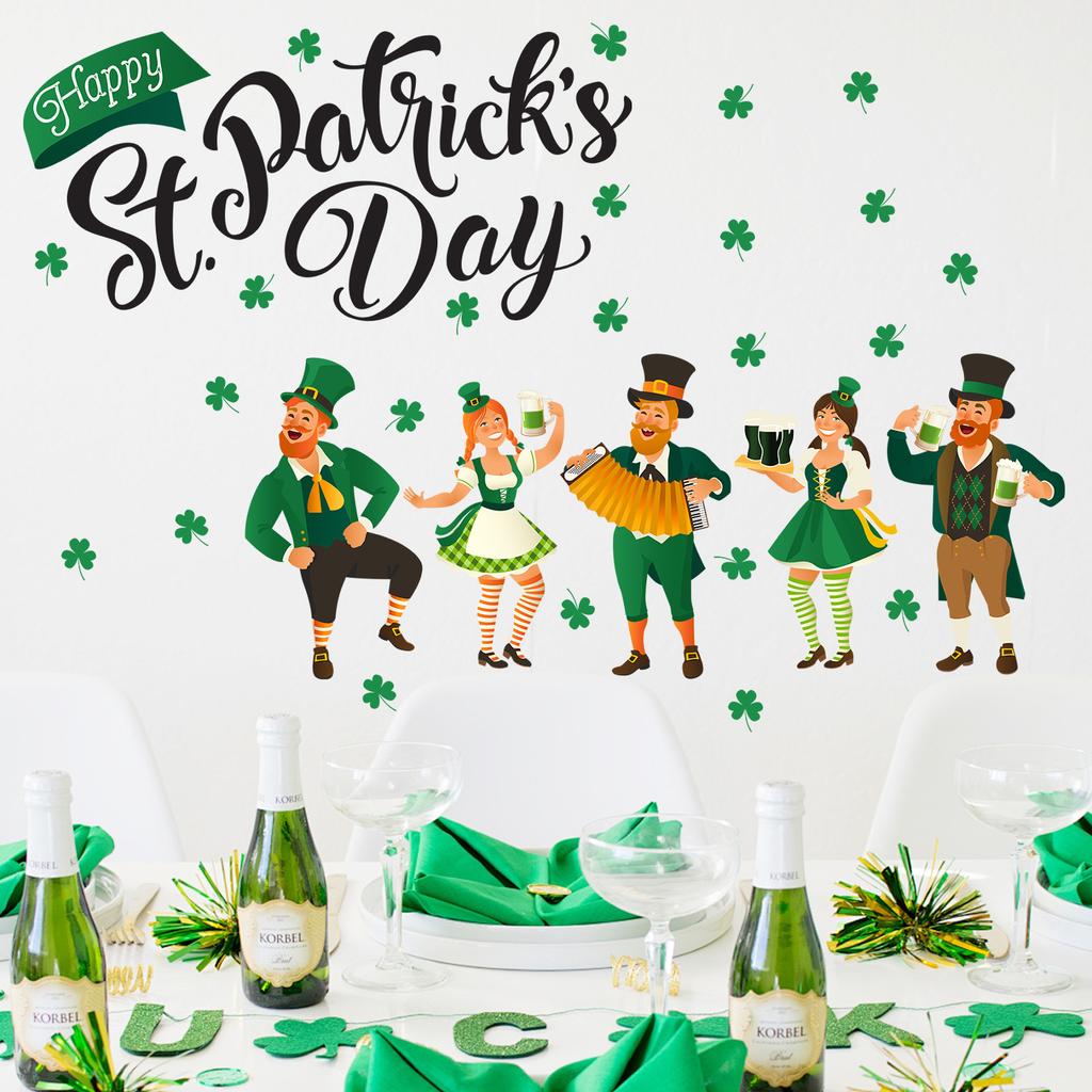 St. Patrick's Day Clover Letter Bedroom Living Room Study Room Holiday Decoration Beautification Stickers