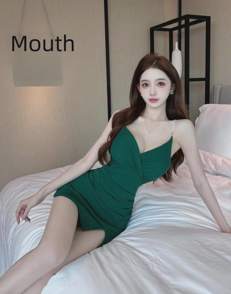 Women's Sexy V-Neck Backless Tube Dress - Elegant Slim Fit Summer Skirt