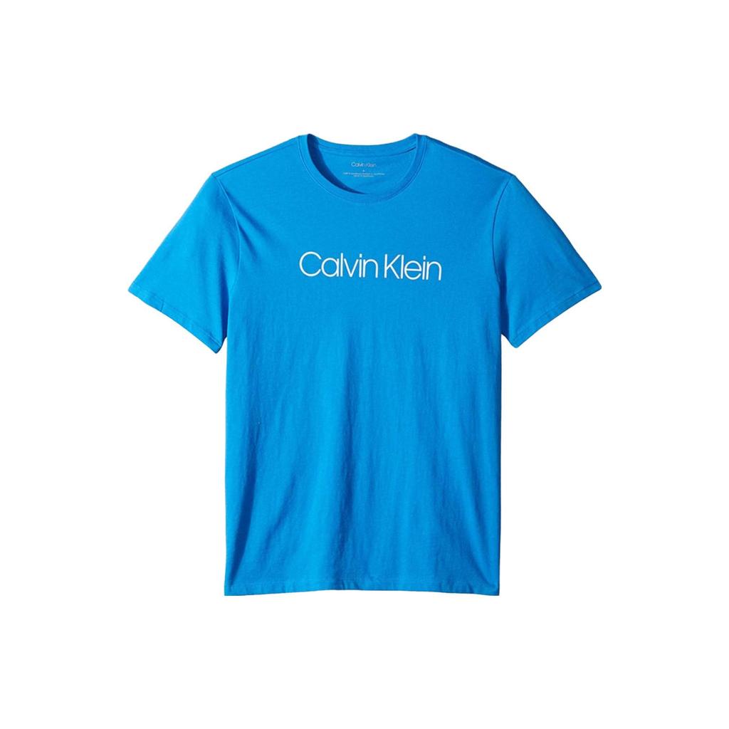 Calvin Klein Letter Print Crew Neck Lightweight Short Sleeve T-Shirt Men Tops Sky-Blue 40L6768-488