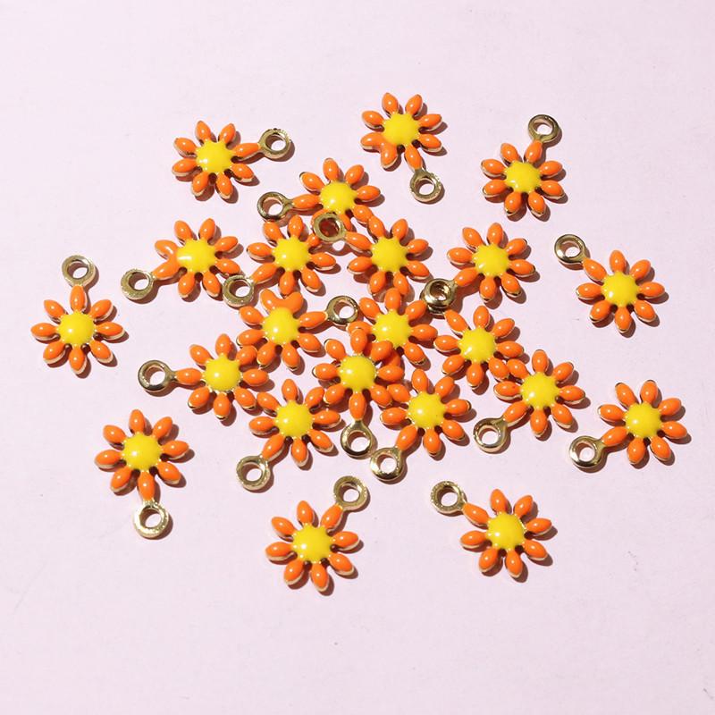 20pcs 10x7mm Small Flower Charms Pendant Enamel Stainless Steel DIY Jewelry Making Accessories Findings for Necklace Earrings