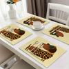 1set/8pc/4pcs/6pcs Cartoon Dachshund Placemat Set Cute Dog Print Table Mats Kids Dining Room Home Decor