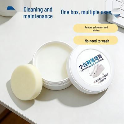 White Shoe Whitening & Cleaning Cream with Brush - No-Wash Yellowing Remover and Polisher.