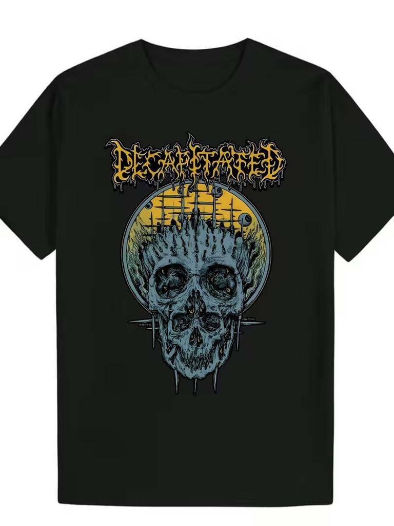 Men's Summer Casual Graphic T-Shirt - Skull & Crossed Bones Design with "Decapit