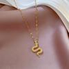 Full Diamond Green-Eyed Snake Micro-Inlaid Real Gold Necklace Women'S Transfer Bead Collarbone Chain With Jewelry