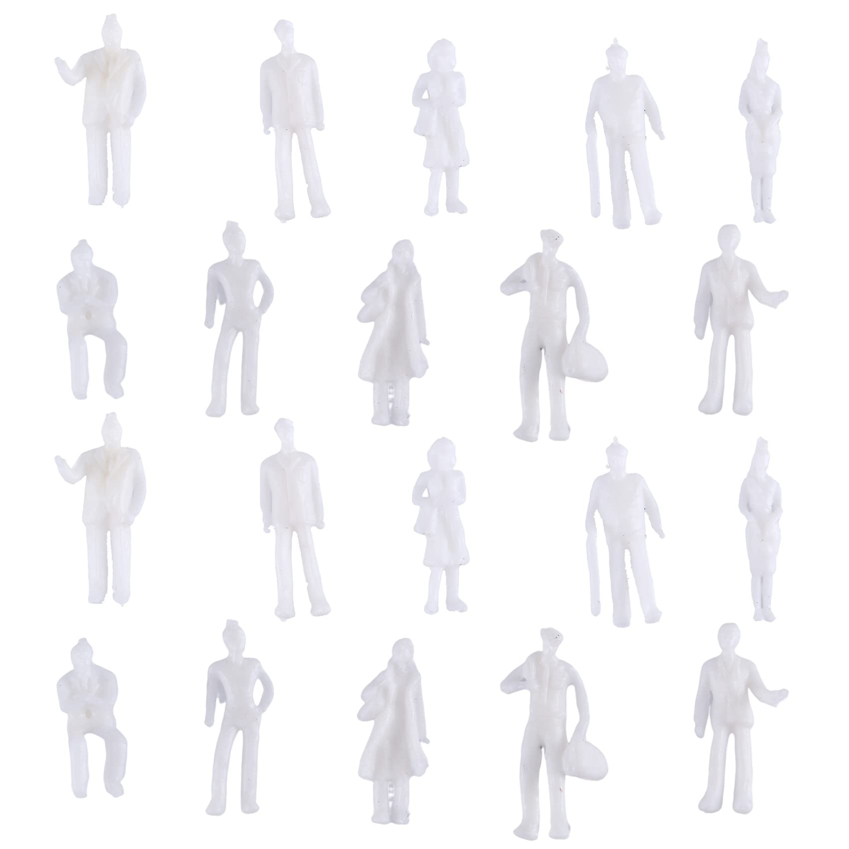 Dovhmoh 100pcs HO Scale 1:100 White Model People and Train Figures, Unpainted