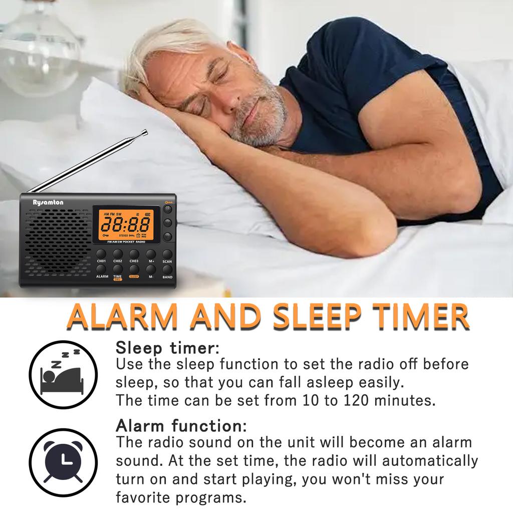 Portable AM/FM Shortwave Radio Big Digital Display with Sleep Timer and Alarm Clock Function, Battery Operated Radios