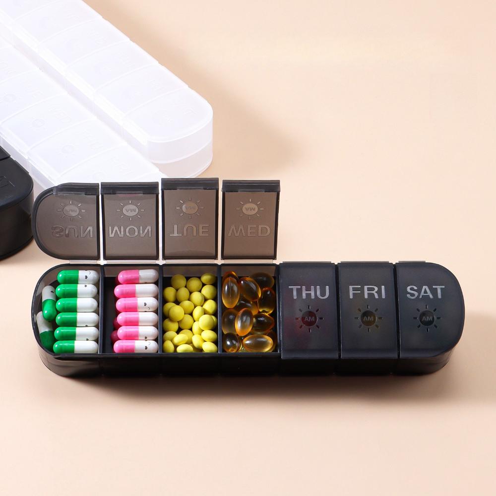 New Weekly Double-layer Premuim Portable Pill Storage Cases Box Organizer 7 Days 14 Grids 2 Times A Day for Vitamins Fish Oils