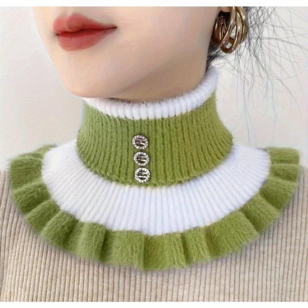 Gola de lapela listrada de malha, capa de pescoço quente para mulheres, espessada, imitação de vison, veludo, gola falsa, cachecol de pescoço