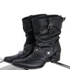 Fashion Pile Versatile Fashion Boots European and American Style Folded Pointed Head Thick Heel Spring and Autumn Mid-tube Boots Women's Retro New