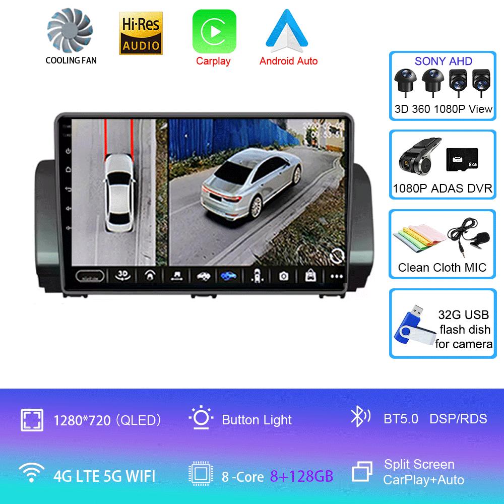 For Renault Sandero 2021 Car Radio Stereo Multimedia Video Player Navigation GPS CarPlay SWC 9" IPS DSP WIFI BT Android 14 Auto