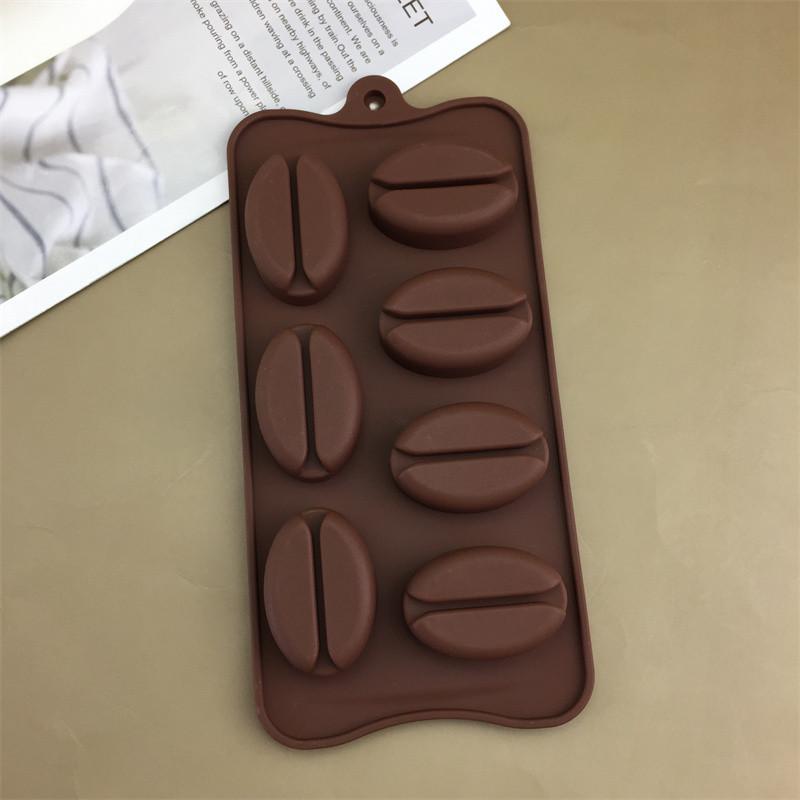 7-Cavity Silicone Mold for Coffee Beans, Candy, Chocolate, Cake, Fondant, Wax, and Ice Cubes.