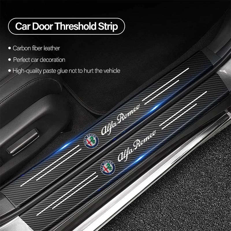 Alfa Romeo Car Threshold Strip Anti Stepping Leather Protective Sticker For Alfa Romeo Giulietta 159 Mito Giulia 156 GT 147 166