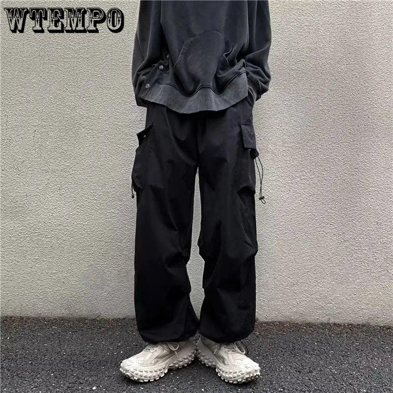 WTEMPO Large Size Cargo Pants Women's High Street Design Hip Hop Loose Leggings Casual Long Couple Wide Leg Pants Streetwear