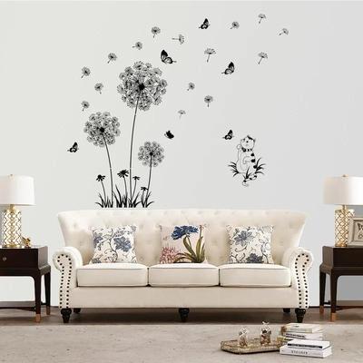 Cute Cat Black Dandelion Wall Sticker Butterfly Wall Living Room Bedroom Window Decoration Mural Art Decals Home Decor Stickers