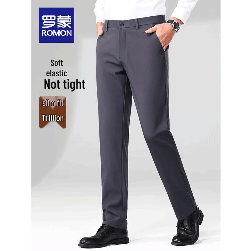 ROMON Men's Elastic Wrinkle-Free Business Casual Cargo Pants