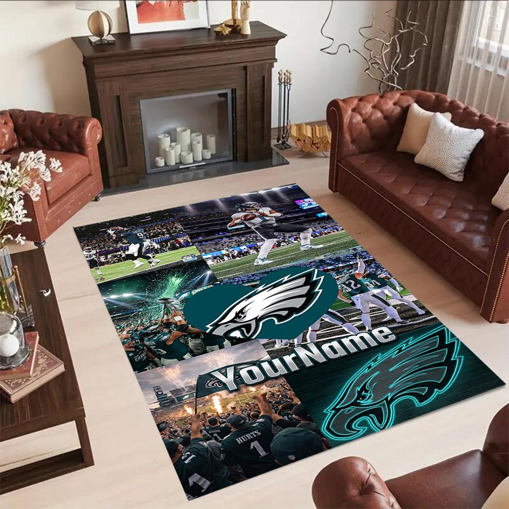 Philadelphia Eagles Customize Text Carpet Perfect For Outdoor Dormitory Dining Room Balcony Antislip Rug Anime Office Decor Best For Christmas