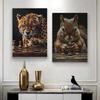 Tiger Vs Lion Chess Raccoon Chimpanzee Bear Leopard Canvas Painting Poster Print Motivational Wall Art Pictures Room Home Decor