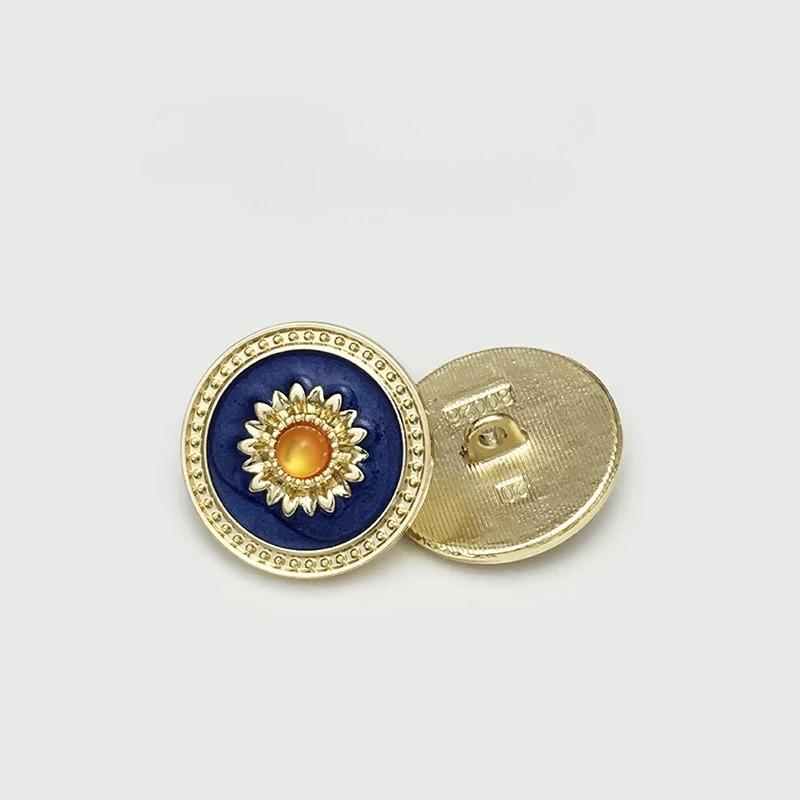 10PCS Of National Style Enamel Colorful Metal Buttons Burnt Blue Palace Oil Square Flower Clothing Button